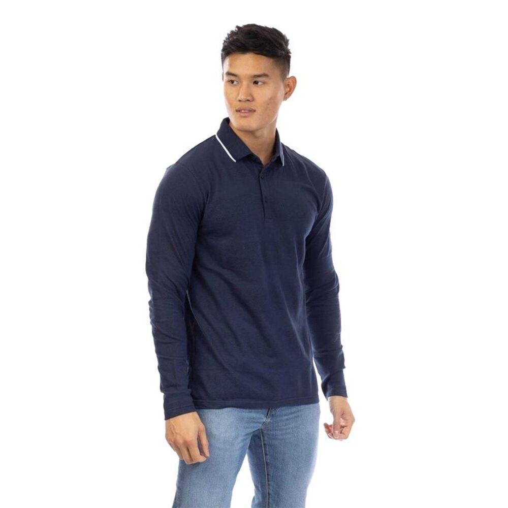 Peter Werth Mens Long-Sleeved Polo Shirt / Dark Navy